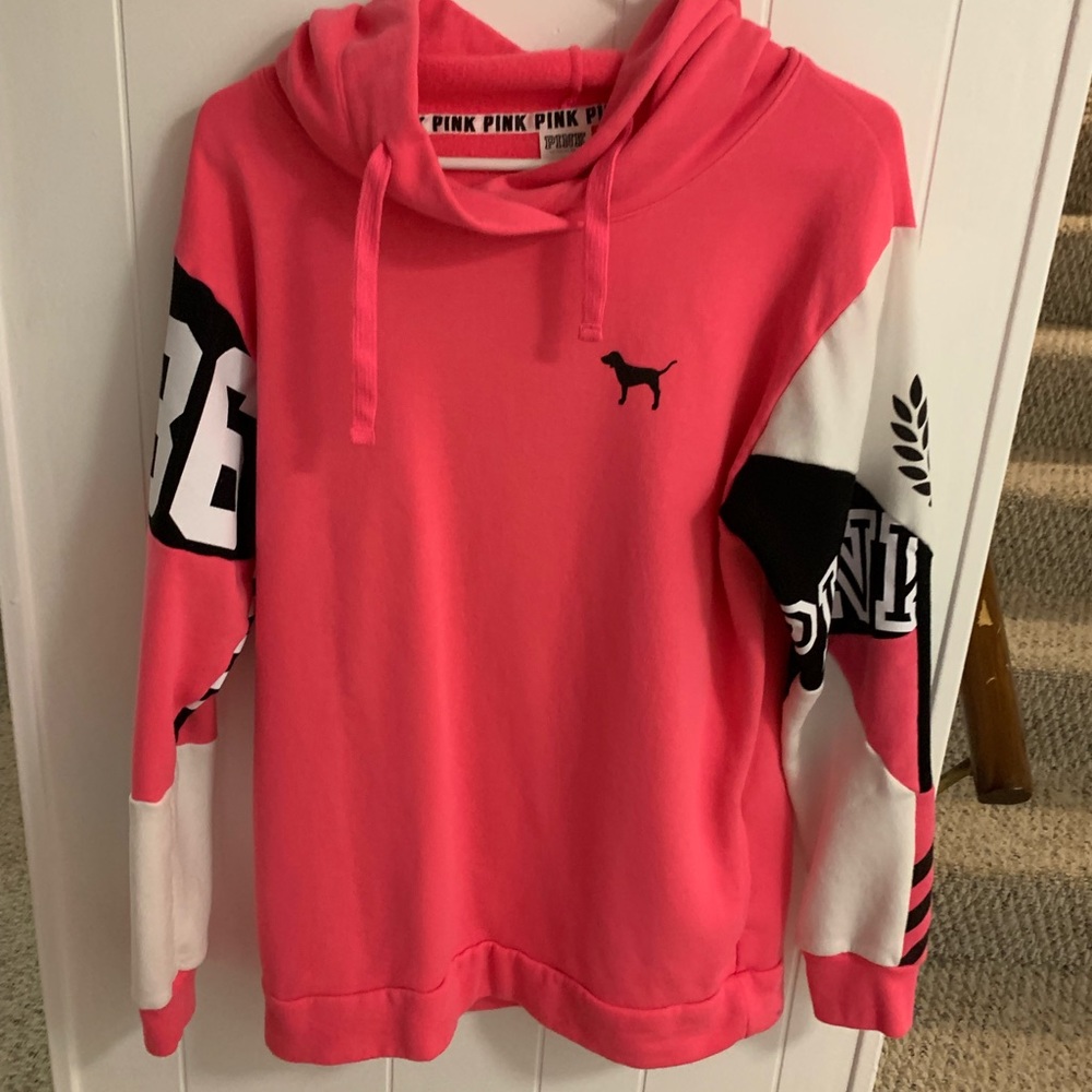 Love pink bright pink hoodie with cute accents